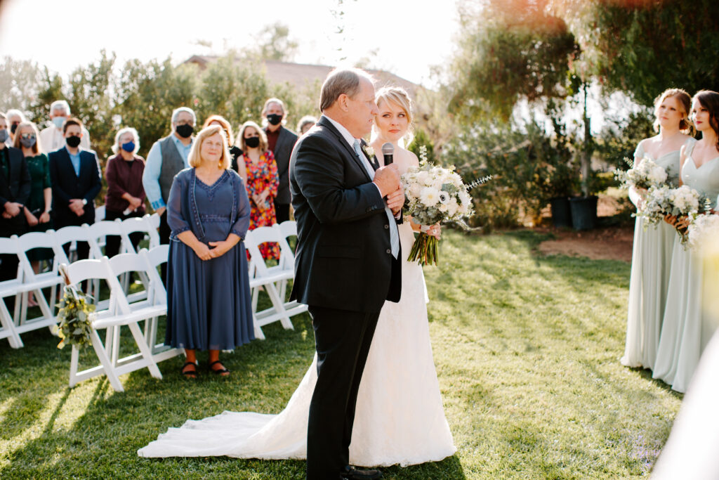 Father giving bride away at the Harmony Estate