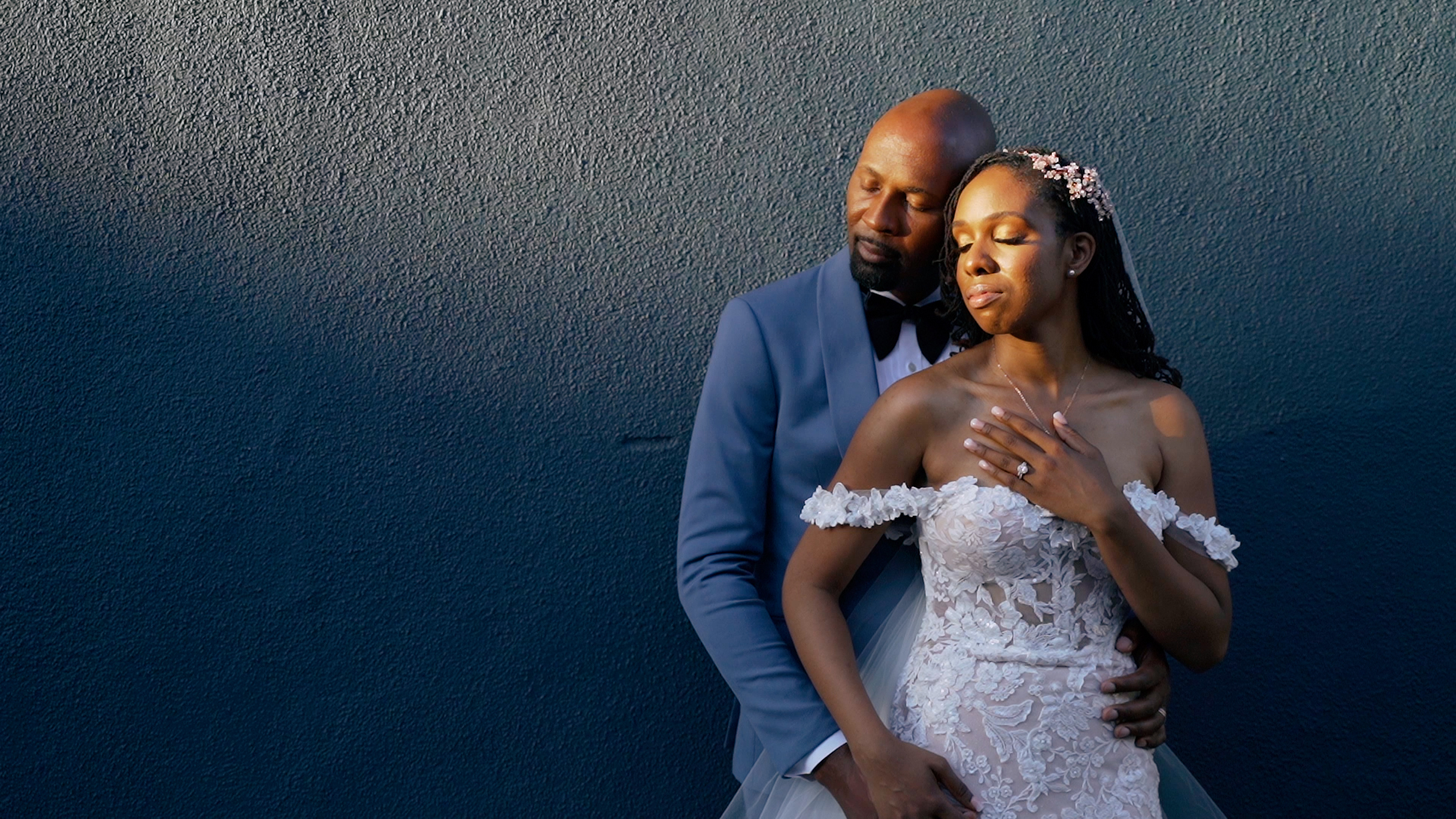 Bride and Groom Holding each other at the Fig House LA