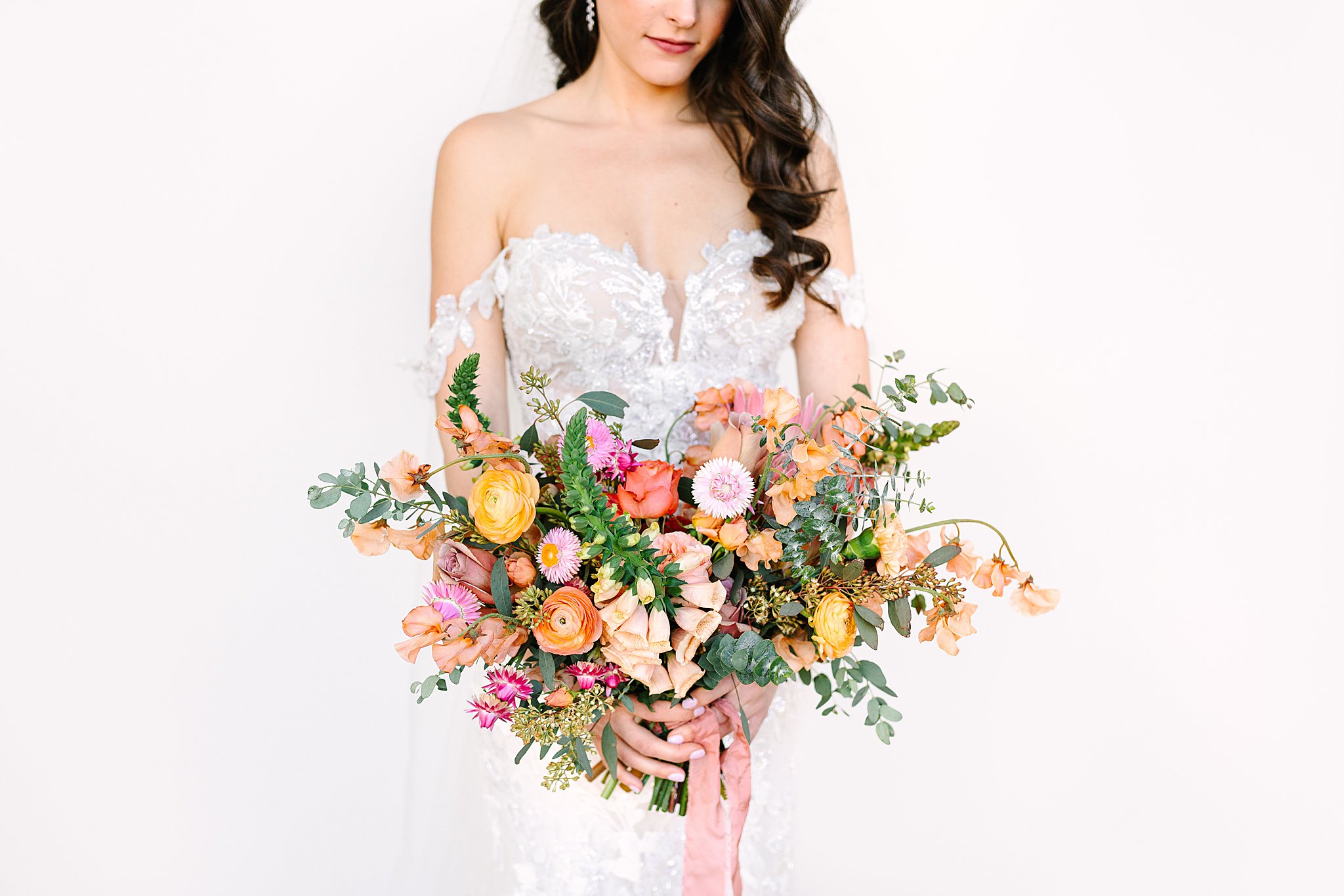 Bride holding her bouquet at La Quinta country club