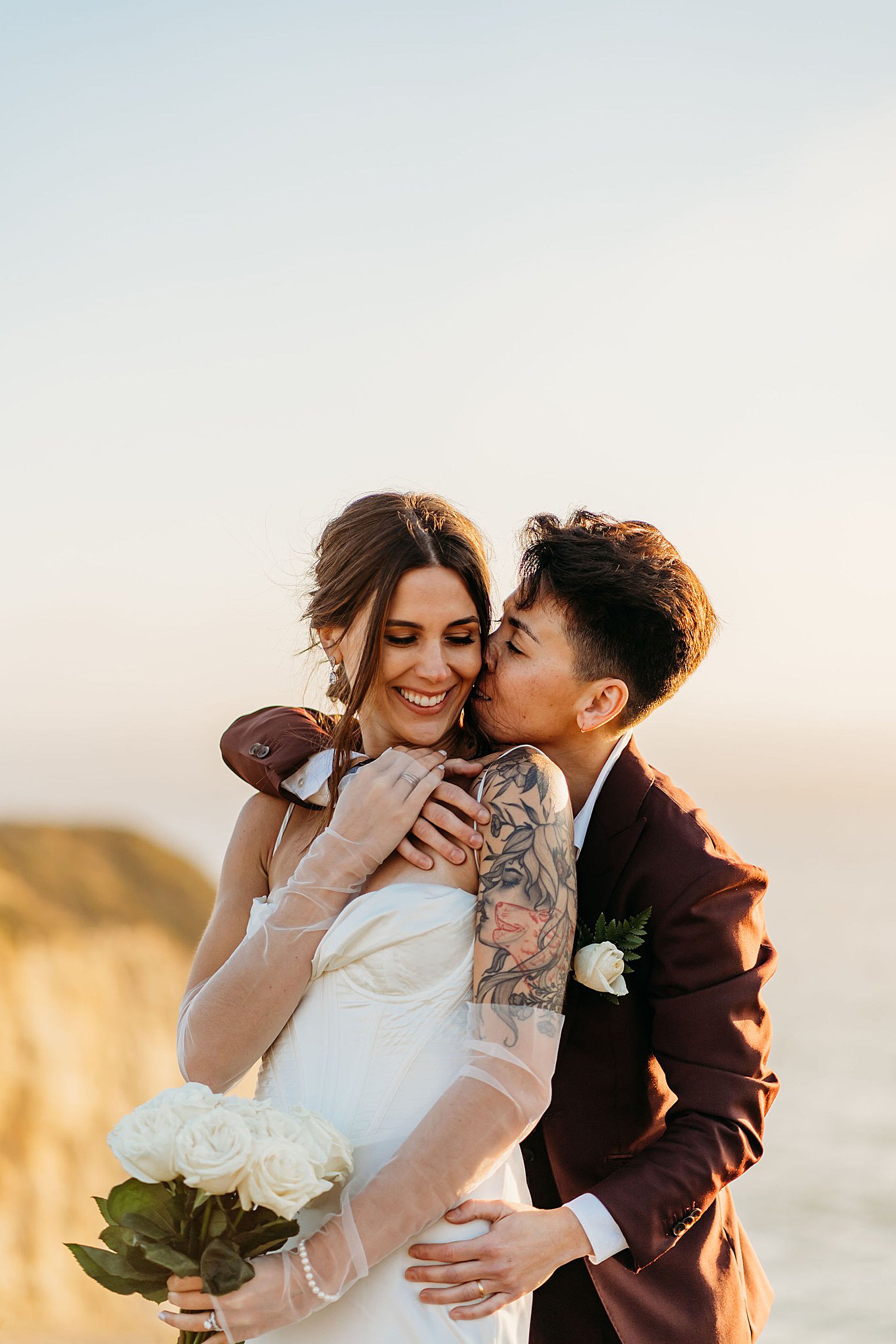 Bride and Bride at Shark fin cove in Santa Cruz