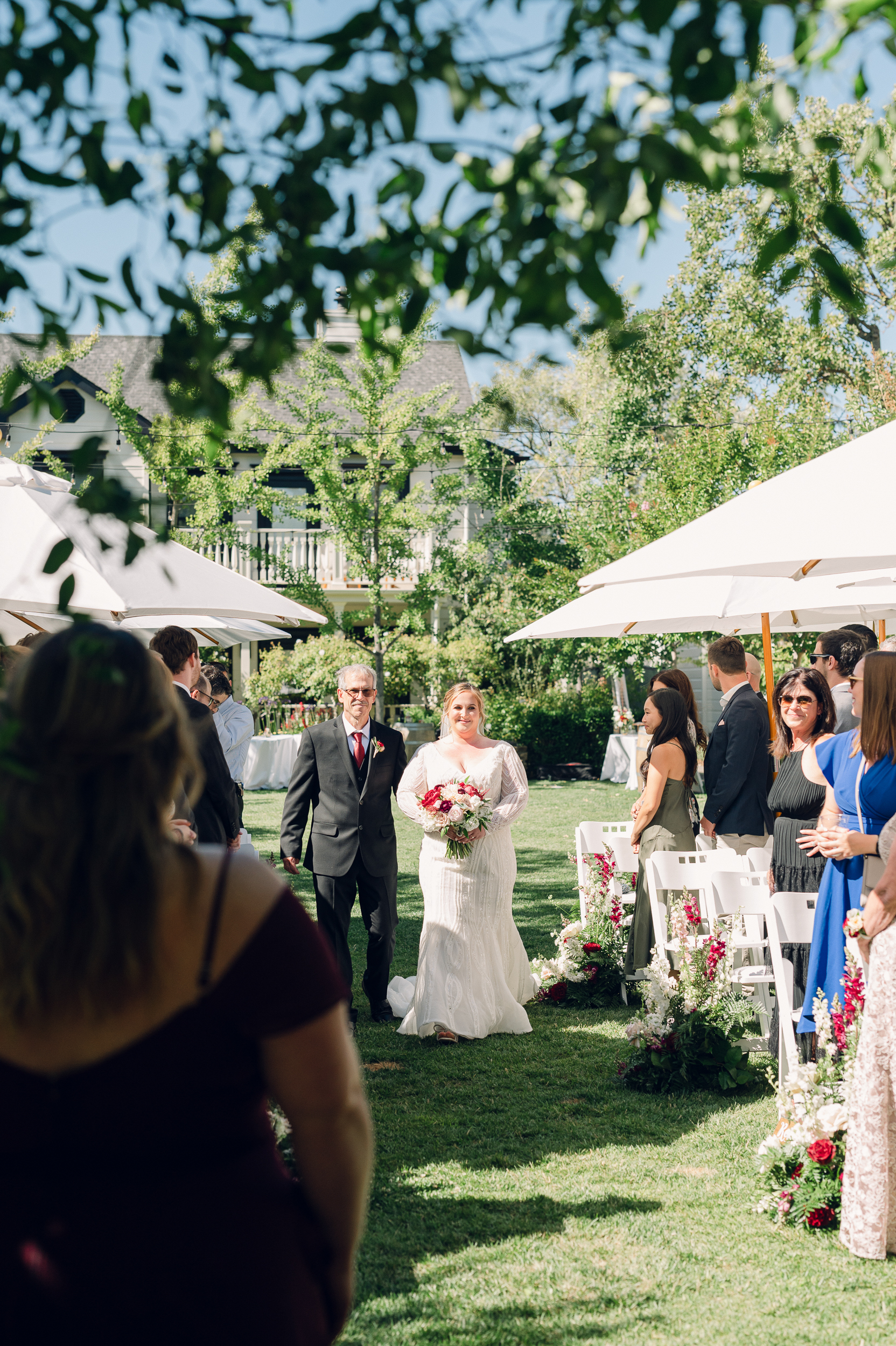 Bride Walking Down Aisle at MacArthur Place Wedding