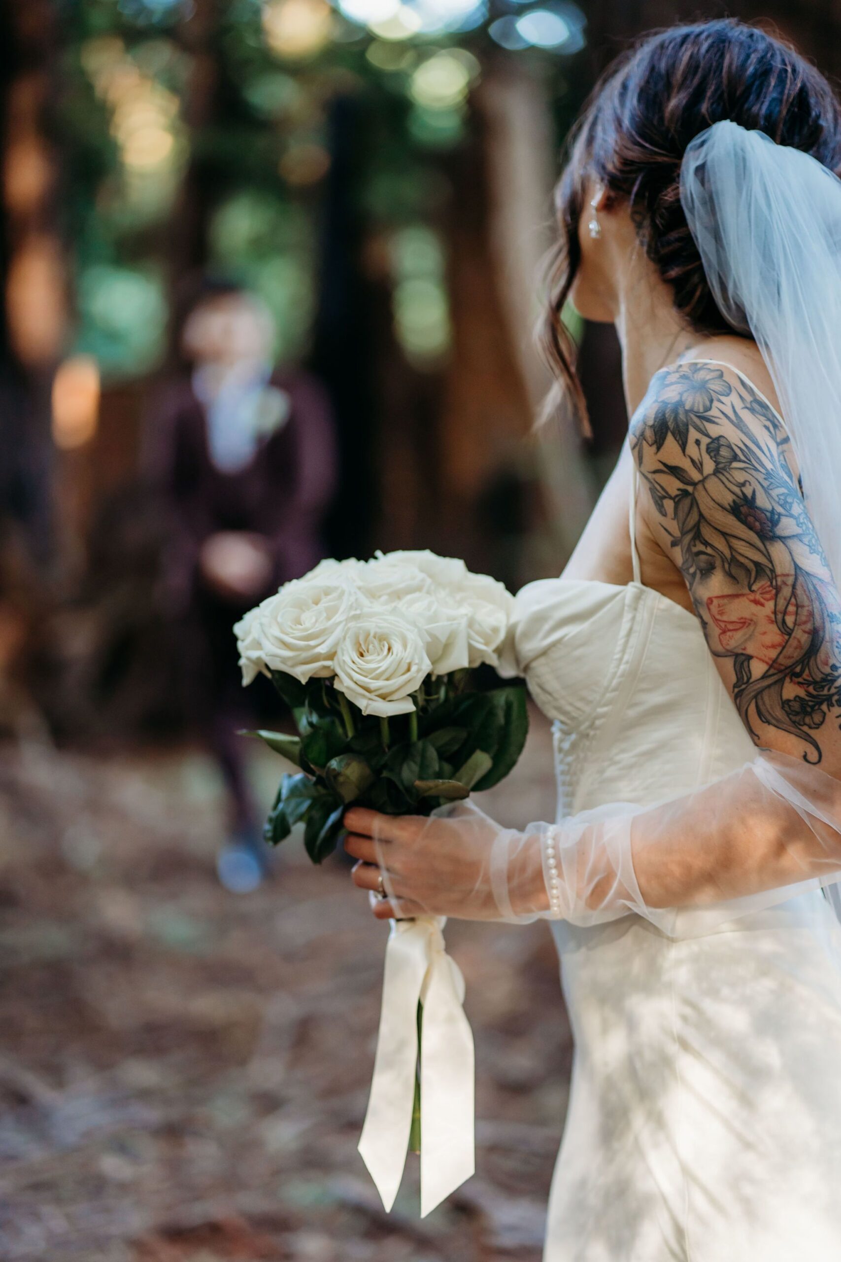 Bride and Bride in redwoods